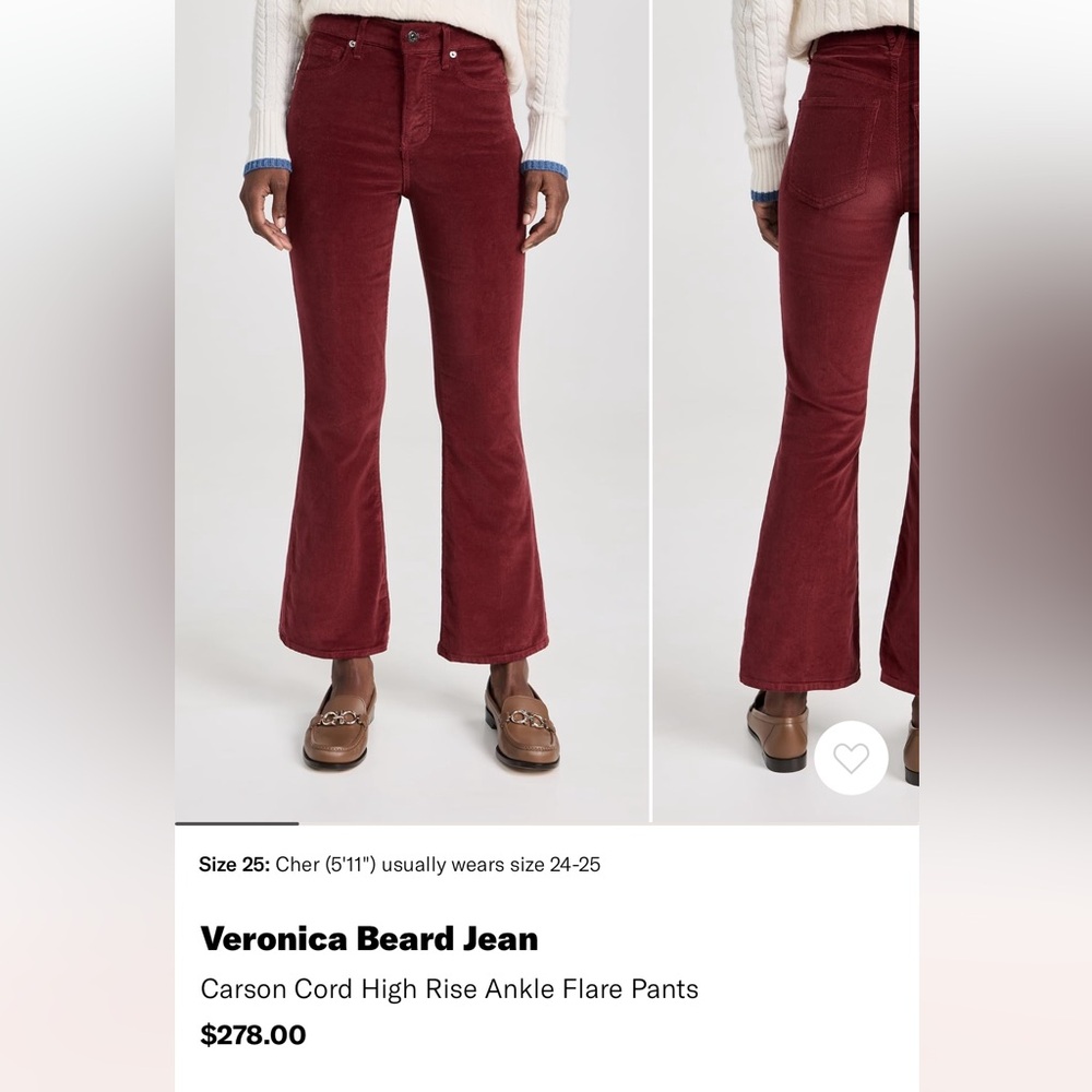 VERONICA BEARD • Carson ankle flare high rise pants - oxblood - size 25 - Picture 4 of 11